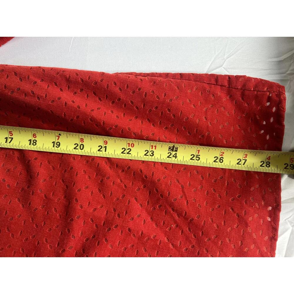 Red Eyelet Button-Down Shirt Plus Size 1X Cotton Blend Liz & Me - Picture 8 of 8